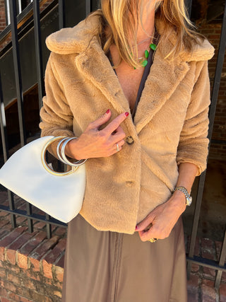 Sadie & Sage | Eden Faux Short Coat Golden Brown