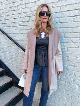Sage The Label | Edith Contrast Collar Coat Light Taupe
