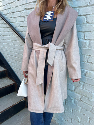 Sage The Label | Edith Contrast Collar Coat Light Taupe