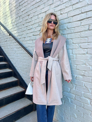 Sage The Label | Edith Contrast Collar Coat Light Taupe