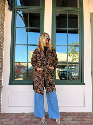 Sadie & Sage | Animal Instinct Leopard Coat Brown Black