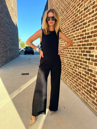 Sadie & Sage | Think Poetic Stretch Jumpsuit Black