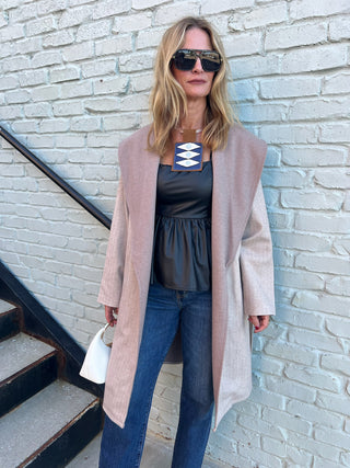 Sage The Label | Edith Contrast Collar Coat Light Taupe