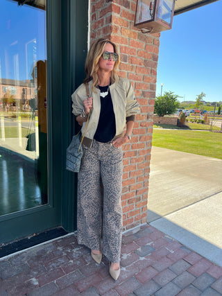 Z Supply | Marli Denim Leopard Pant Desert Tan