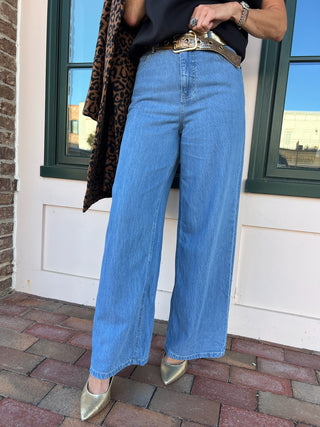Z Supply | Mia Loose Wide Leg Denim Pant Worn Indigo