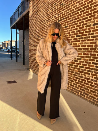 Sage The Label | Pixie Vegan Fur Coat Beige Brown