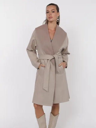 Sage The Label | Edith Contrast Collar Coat Light Taupe