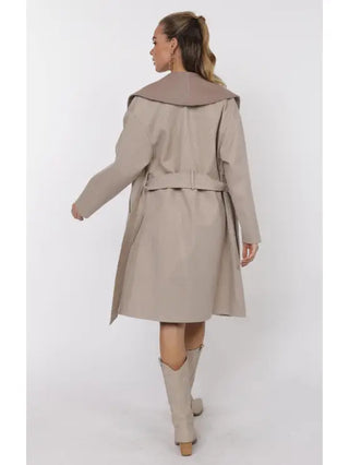 Sage The Label | Edith Contrast Collar Coat Light Taupe