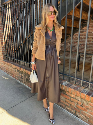 Sadie & Sage | Eden Faux Short Coat Golden Brown