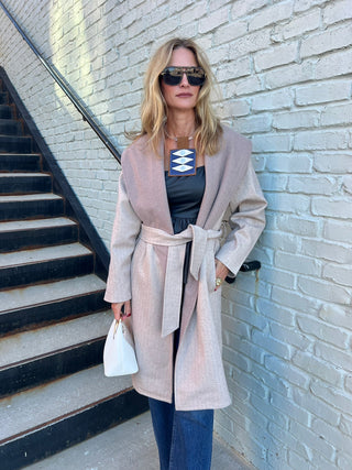 Sage The Label | Edith Contrast Collar Coat Light Taupe
