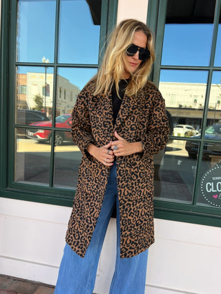 Sadie & Sage | Animal Instinct Leopard Coat Brown Black