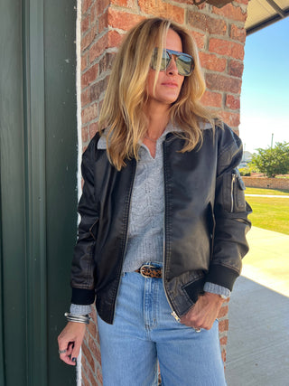 White Birch | Canyons Bomber Leather Jacket