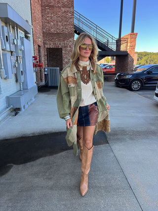 POL | Sippin' Cider Combo Shacket Dress