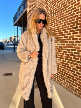 Sage The Label | Pixie Vegan Fur Coat Beige Brown