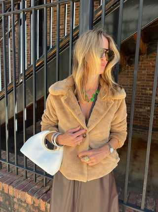 Sadie & Sage | Eden Faux Short Coat Golden Brown