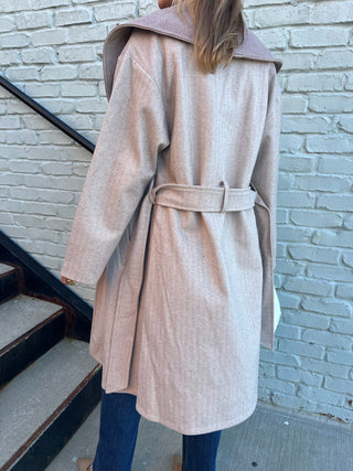 Sage The Label | Edith Contrast Collar Coat Light Taupe