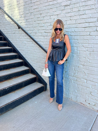 NEEDI | Quenly Peplum Top Black