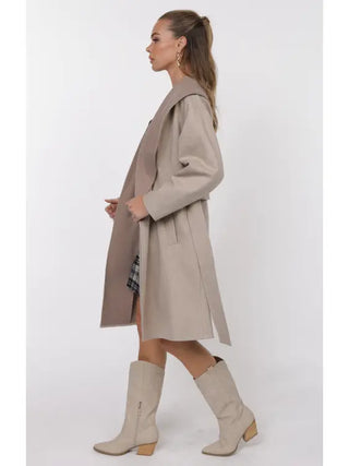 Sage The Label | Edith Contrast Collar Coat Light Taupe