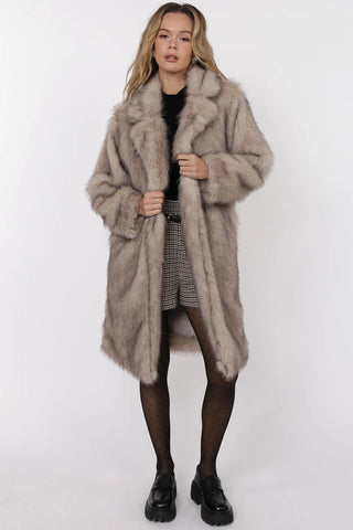 Sage The Label | Pixie Vegan Fur Coat Beige Brown