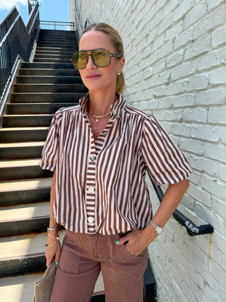 Wyla Vintage Stripe Top Brown