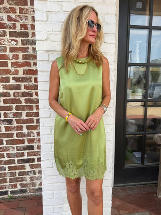 The Rogers Shift Lace Dress Green