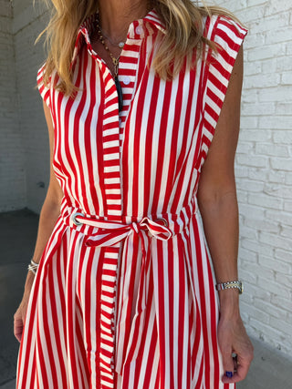 ENTRO | Venise Striped Midi Dress
