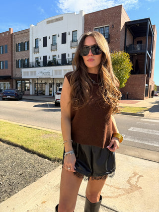 Natasha Pleather Lace Shorts Black