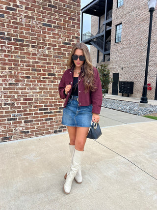 NEEDIi | Nikki Cropped Barn Jacket Wine