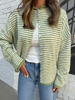 The Keepsake Cardigan Green Stripe