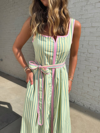 BABY PINK | Lenny Stripe Midi Dress