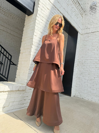 Amelie Layered Maxi Dress Chocolate