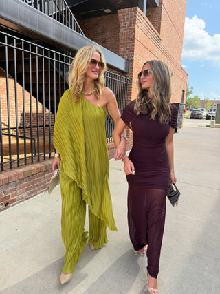 Ellie Pleated Set Chartreuse