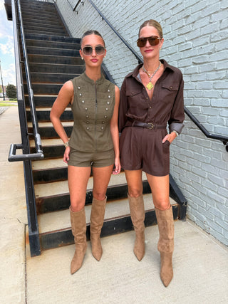 Alora Woven Romper Brown
