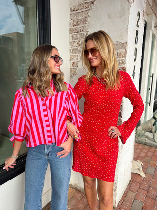 Z Supply | Campbell Dot Crepe Mini Dress Kiss Me Red