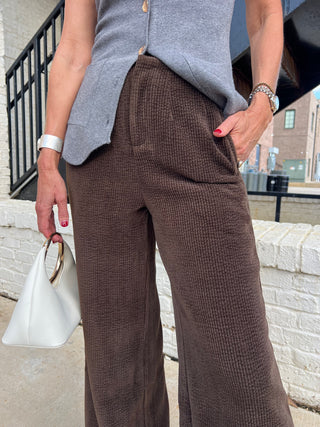Sage The Label | Mystique Corduroy Wide Pants Brown