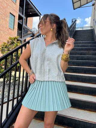 Janet Boxy Zip Up Hoodie Heather Grey
