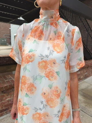 ENTRO | Mist Floral Midi Dress Orange