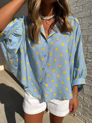 GLAM | Bianca Blouse Blue and Yellow