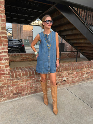 Le Lis | Beth Sleeveless Denim Mini Dress Denim Blue