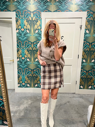 Le Lis | Elle Woolen Plaid Skirt Taupe-Brown