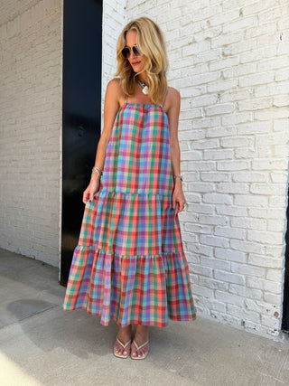 Uncertain Texas Plaid Maxi Dress