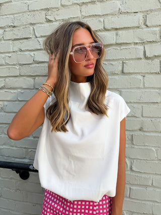 GLAM | Ophira Mock Neck Top - Ivory