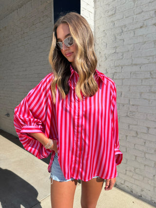 GLAM The Palma Stripe Button Down, striped button down top