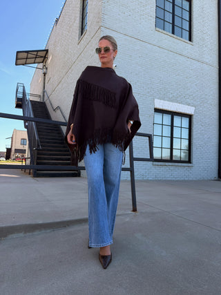 Soren Fringe Poncho Brown