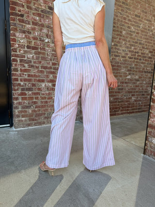 CAMELLIA | Seaside Stripe Wide-Leg Pants - Pink