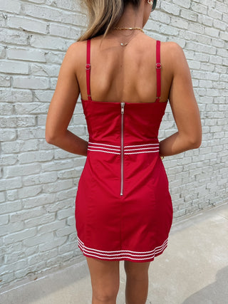 Josie Stitch  Mini Dress Crimson