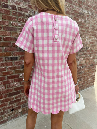 MABLE | Eleanor Scalloped Dress Pink
