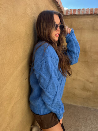 Sage The Label | On Stage Cable Sweater Blue