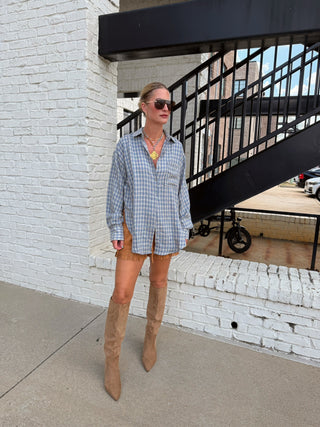 Mia Relaxed Gingham Shirt Blue