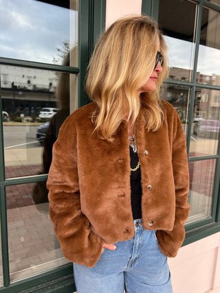 Needii | Samantha Faux Cropped Jacket Brown